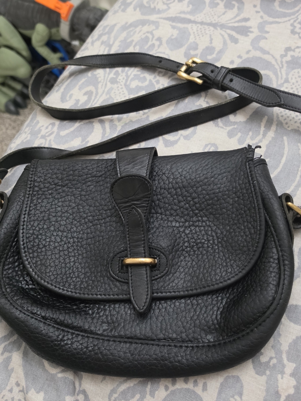 Dooney And Bourke Black Pebbled Leather Crossbody Saddle Bag